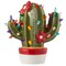 Casafield Ceramic Christmas Cactus, Hand Painted Green Pre-Lit Cactus with 92 Multi Color Lights